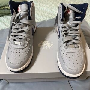 Nike Air Force 1 High-Top Sneakers in Gray and Navy